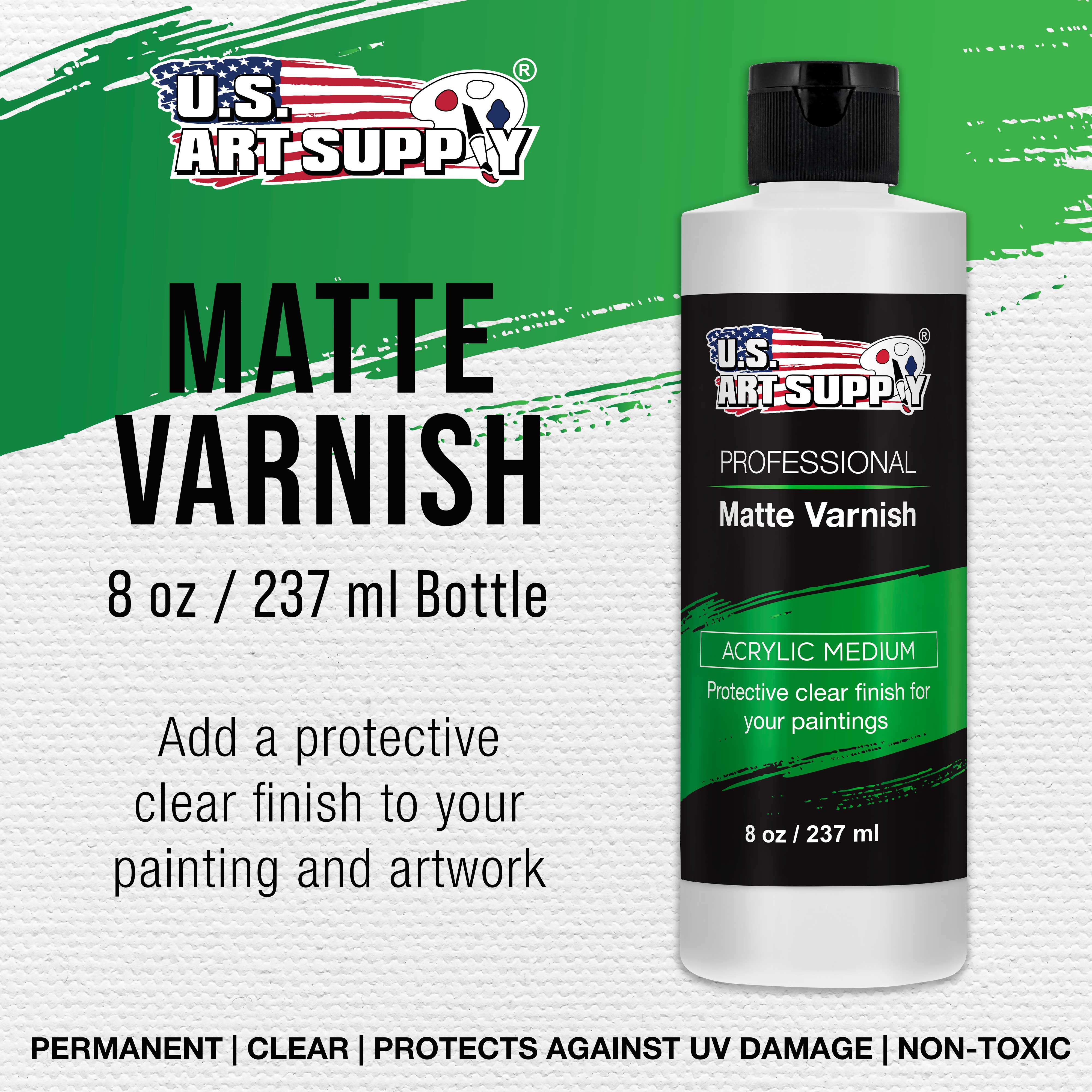 U.S. Art Supply Professional Matte Varnish, 8 Ounce - Acrylic Medium, Clear Permanent Protective Finish for Paintings & Artwork, Apply Over Dry